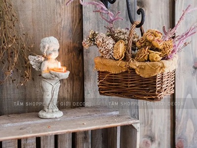 Móc treo hoa kiểu vẫy con chim [Sắt mỹ thuật - Để ngoài trời được] R25.5cm MOCTREO-03